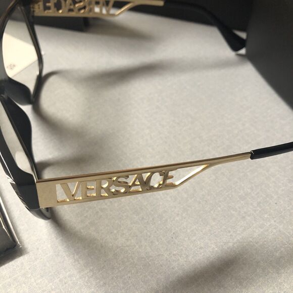 Versace VE3326U GB1 55 Uniswx Rectangle Eyeglasses - Black/Gold - Picture 2 of 3